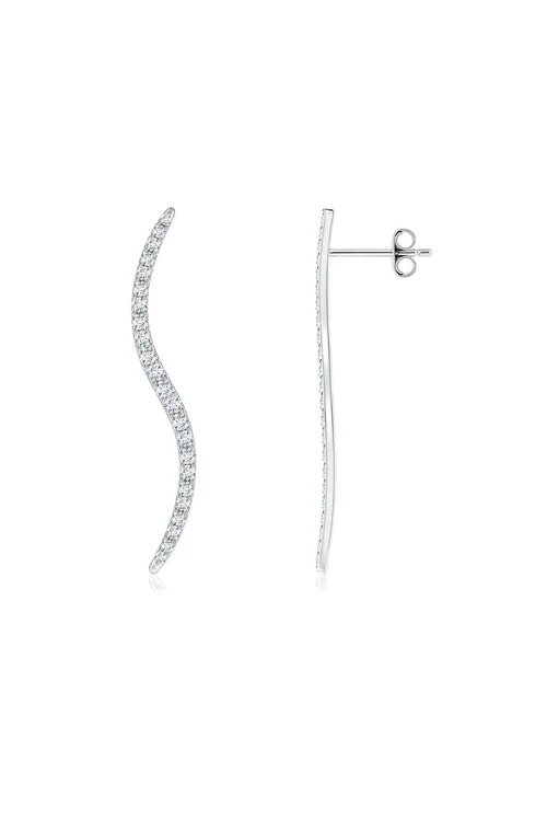 Shangri-La Brushstroke 14k Gold and Diamond Medium Stud Earrings - Image 2