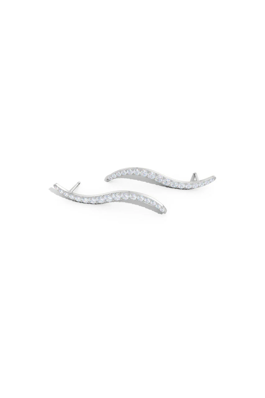 Shangri-La Brushstroke 14k Gold and Diamond Stud Earrings - Image 3