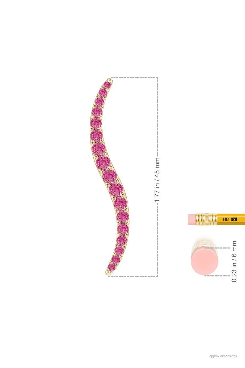 Shangri-La Brushstroke 14k Gold and Pink Sapphire Stud Earrings - Image 4