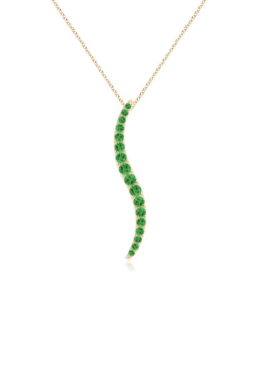 Shangri-La Brushstroke 14K Gold and Tsavorite Large Pendant Necklace