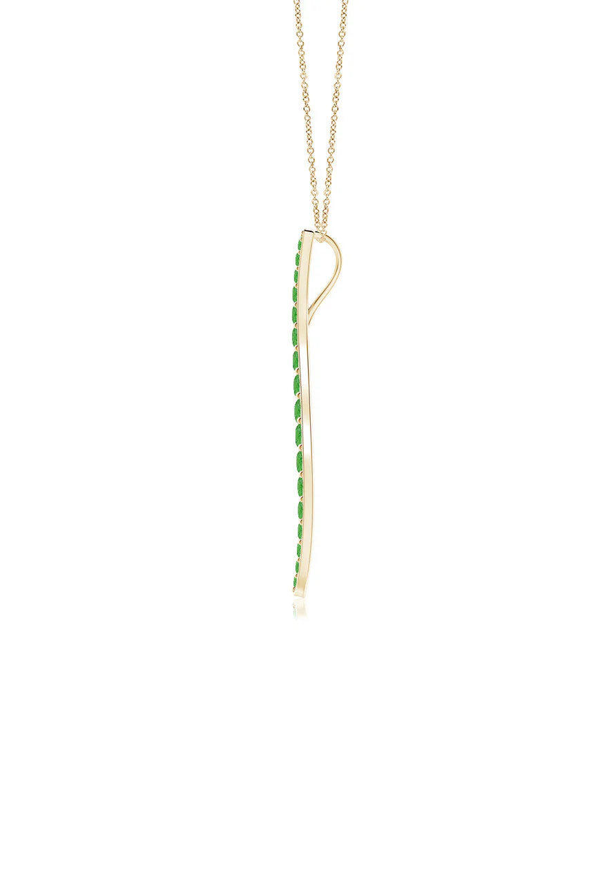Shangri-La Brushstroke 14K Gold and Tsavorite Large Pendant Necklace - Image 4