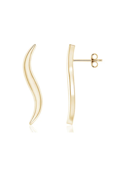Shangri-La Brushstroke 14k Gold Stud Earrings