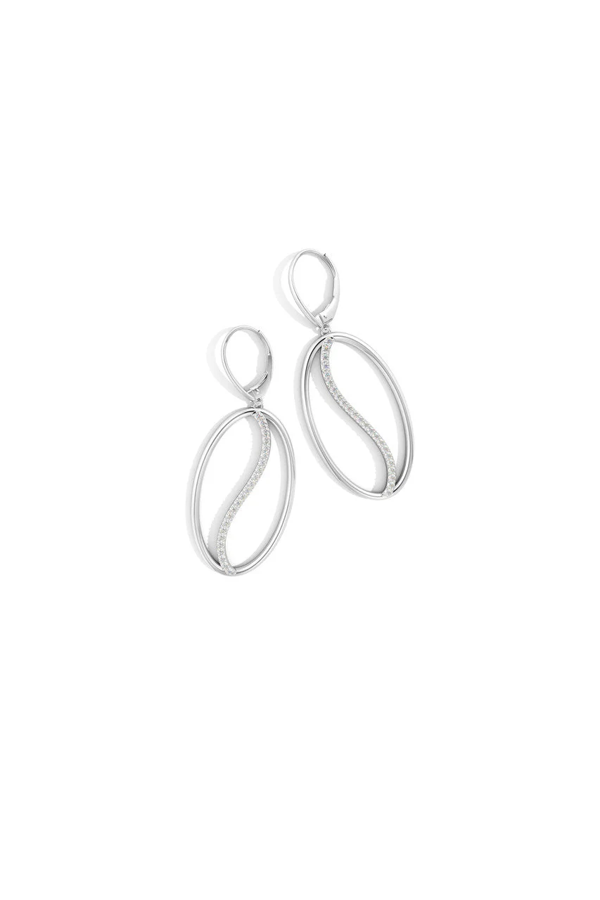 Shangri-La Elliptical Yin-Yang 14K-Gold and Diamond Large Leverback Earrings - Image 3