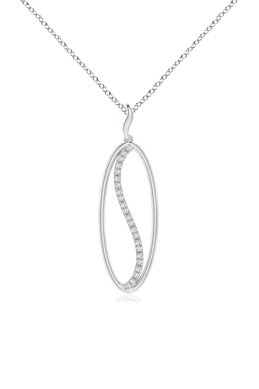 Shangri-La Elliptical Yin-Yang 14K Gold and Diamond Pendant Necklace