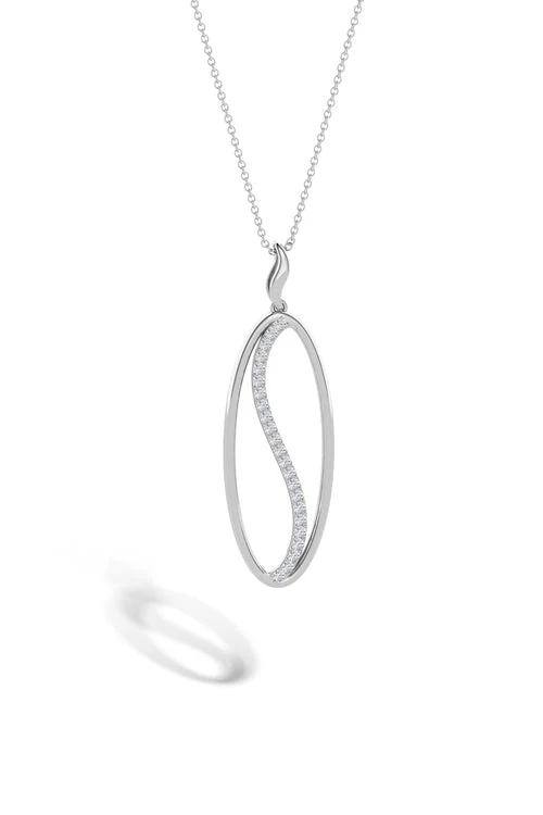 Shangri-La Elliptical Yin-Yang 14K Gold and Diamond Pendant Necklace - Image 3