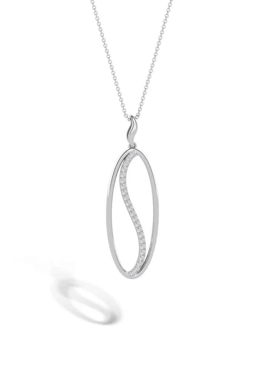 Shangri-La Elliptical Yin-Yang 14K Gold and Diamond Pendant Necklace - Image 4