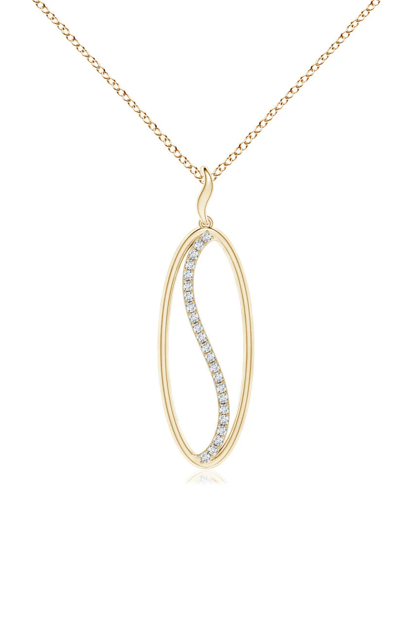 Shangri-La Elliptical Yin-Yang 14K Gold and Diamond Pendant Necklace
