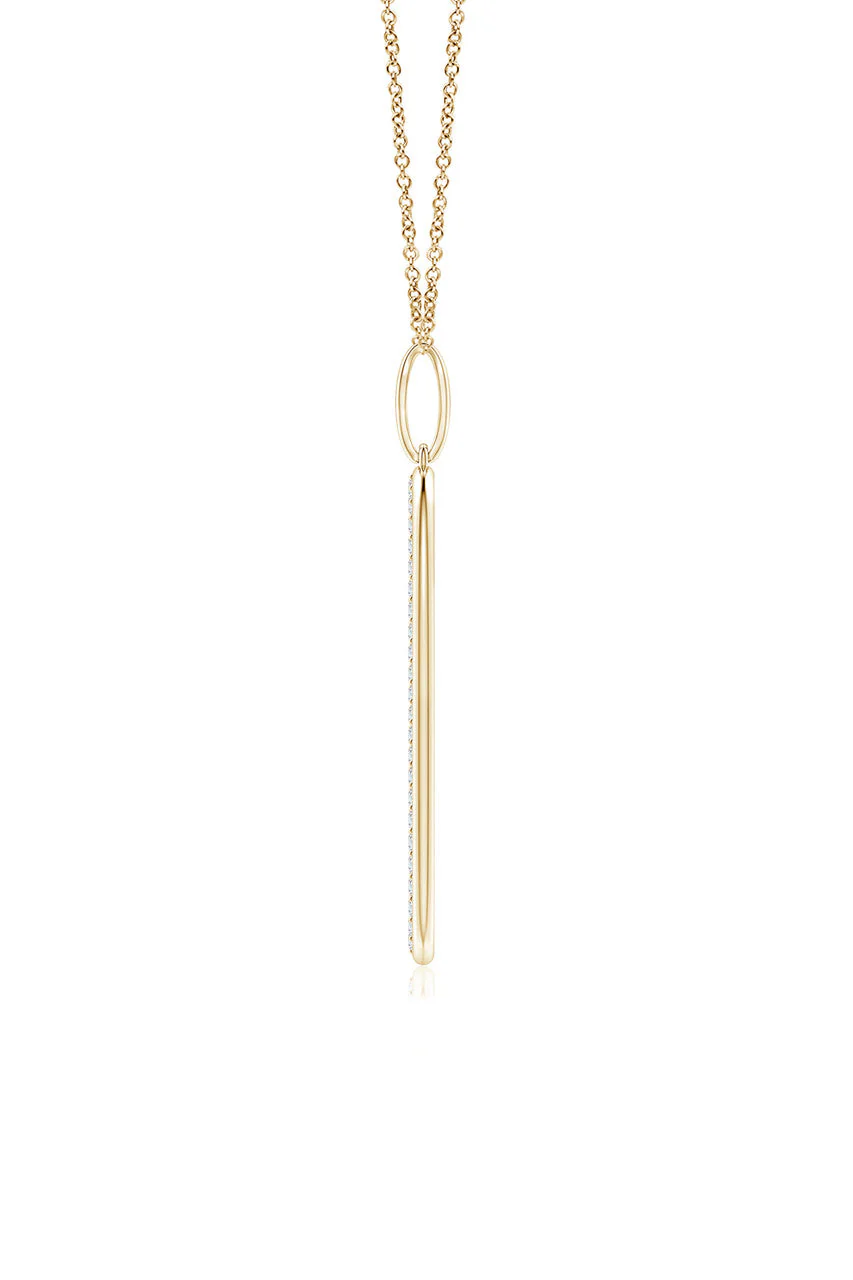 Shangri-La Elliptical Yin-Yang 14K Gold and Diamond Pendant Necklace - Image 2