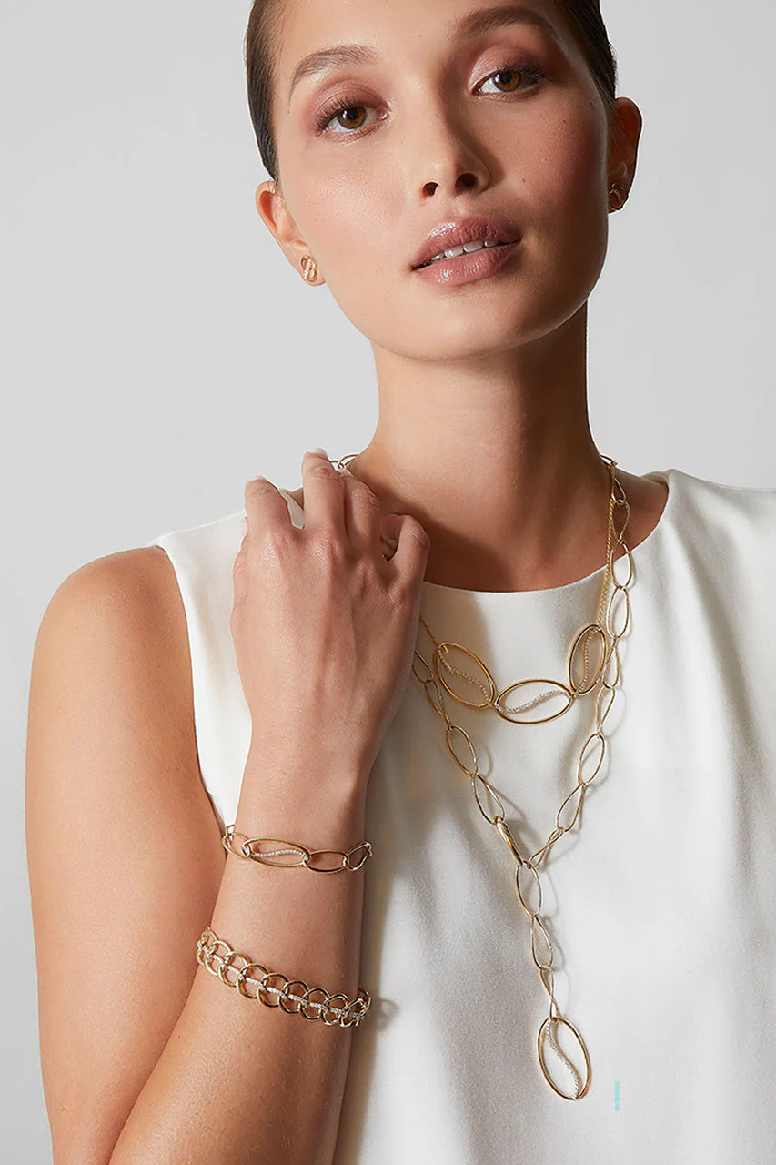Shangri-La Elliptical Yin-Yang 14K Gold and Diamond Trio Necklace