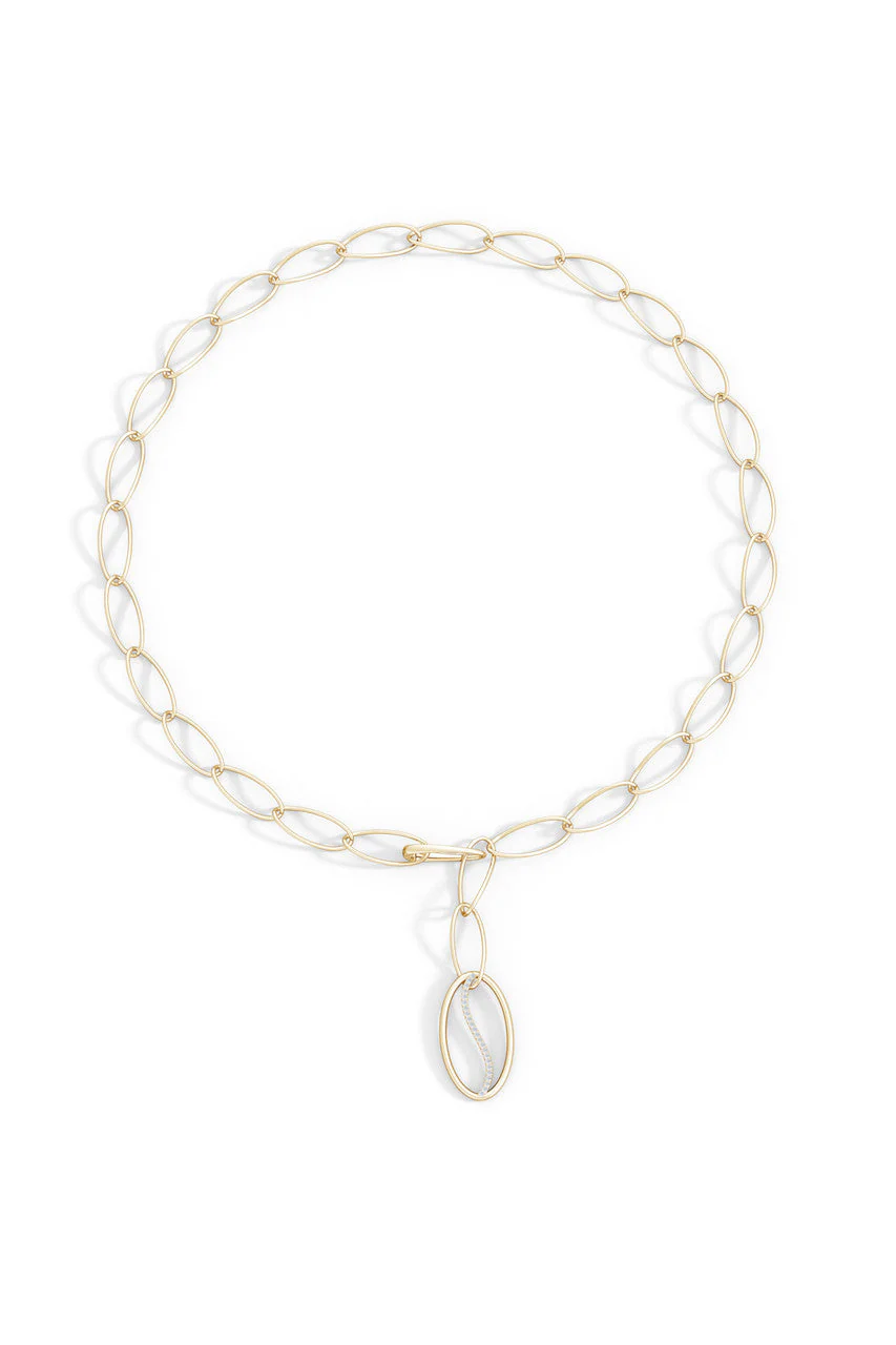 Shangri-La Elliptical Yin-Yang 14K Gold and Diamond Y Necklace - Image 3