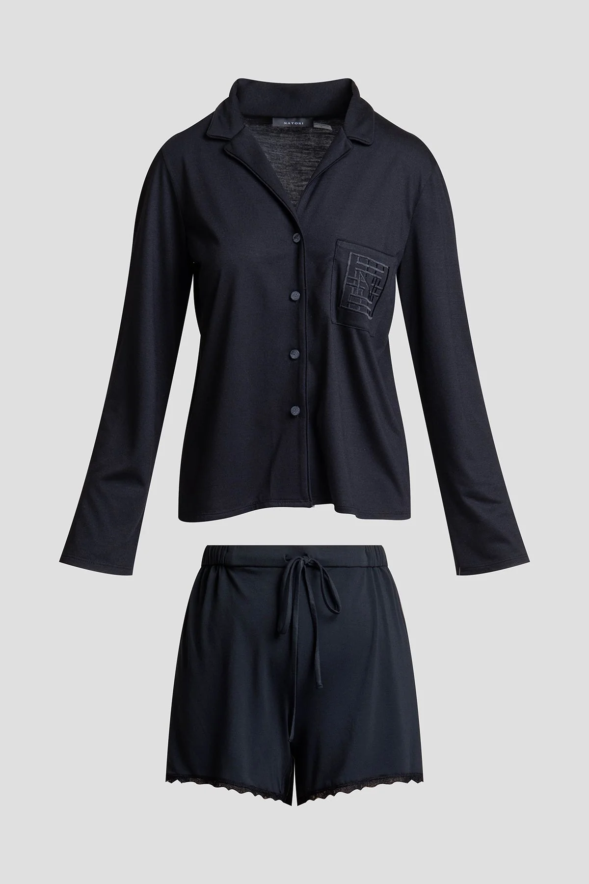 Shangri-La Embroidered TENCEL™ Notch Shorts PJ - Image 3