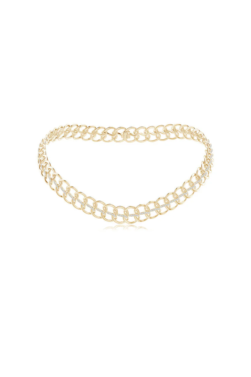 Shangri-La Yin-Yang 14K Gold and Diamond Chain Link Necklace - Image 2