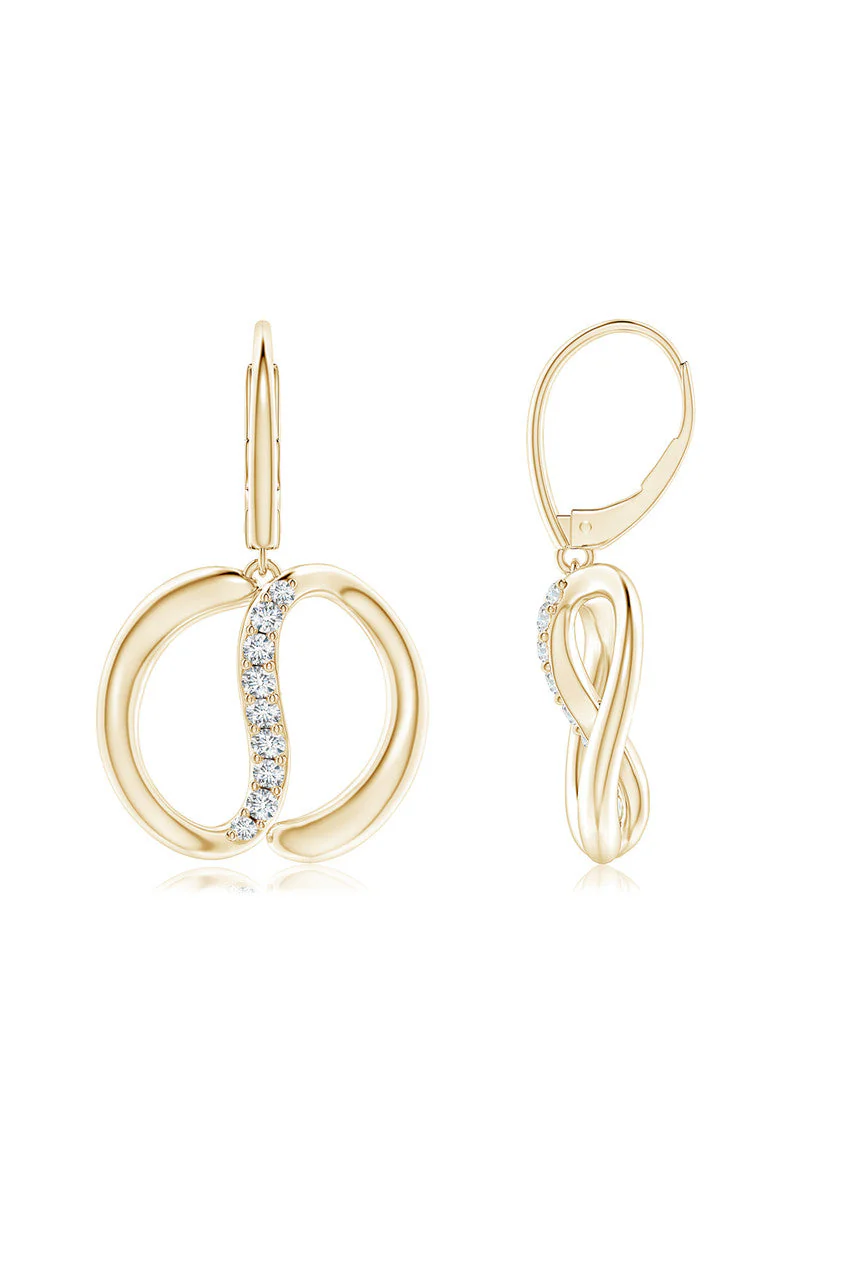 Shangri-La Yin-Yang 14K Gold and Diamond Dangle Earrings - Image 2
