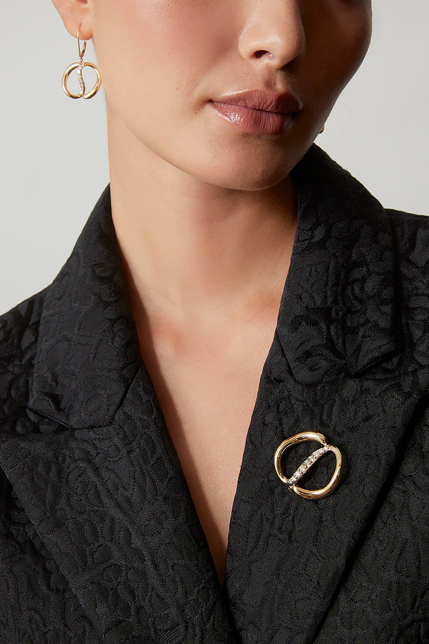 Shangri-La Yin-Yang 14K Gold and Diamond Dangle Earrings - Image 5