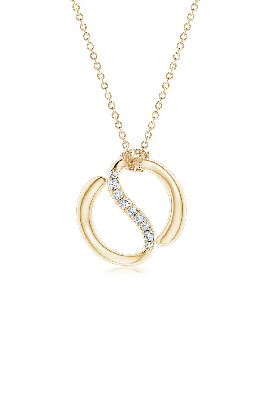 Shangri-La Yin-Yang 14K Gold and Diamond Knot Chain Pendant Necklace - Image 2