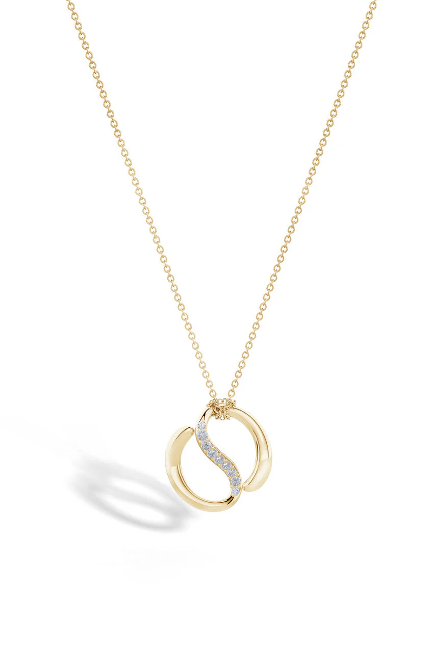 Shangri-La Yin-Yang 14K Gold and Diamond Knot Chain Pendant Necklace - Image 4