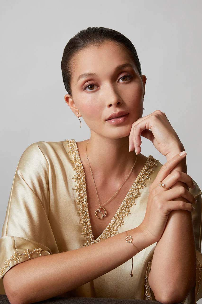 Shangri-La Yin-Yang 14K Gold and Diamond Knot Chain Pendant Necklace - Image 5