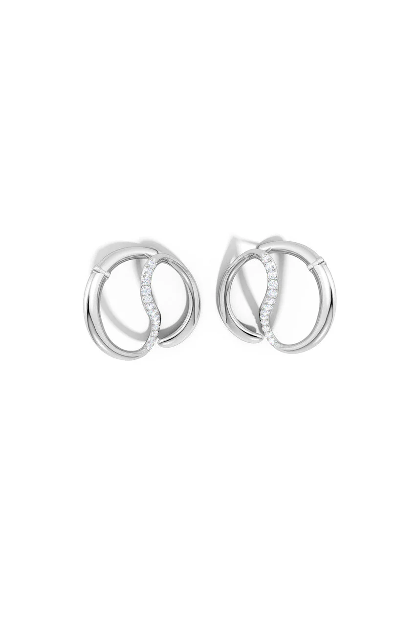 Shangri-La Yin-Yang 14K Gold and Diamond Large Button Stud Earrings - Image 2