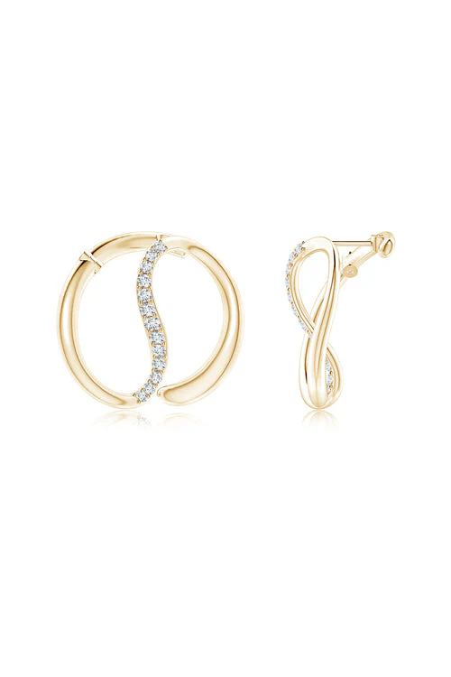 Shangri-La Yin-Yang 14K Gold and Diamond Large Button Stud Earrings - Image 3