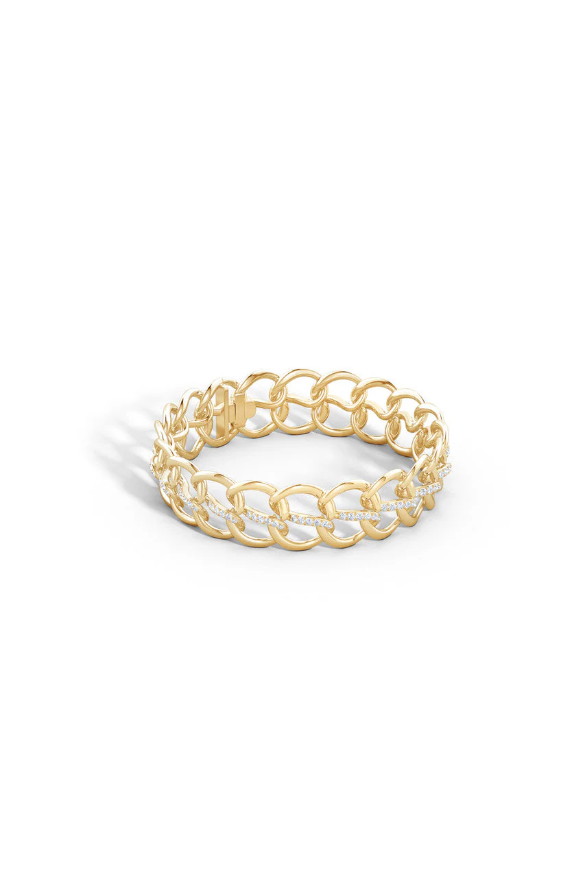 Shangri-La Yin-Yang 14K Gold and Diamond Link Bracelet - Image 3