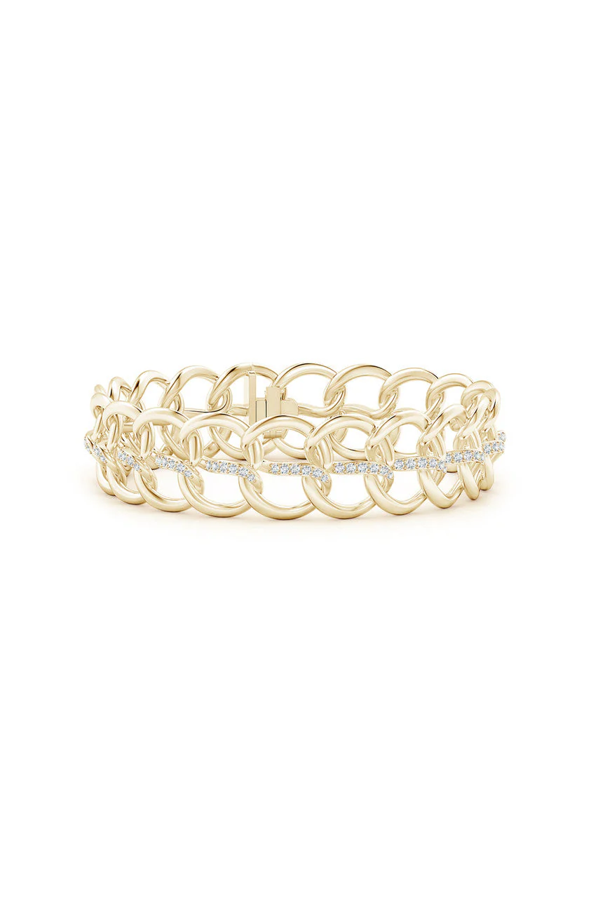 Shangri-La Yin-Yang 14K Gold and Diamond Link Bracelet - Image 4