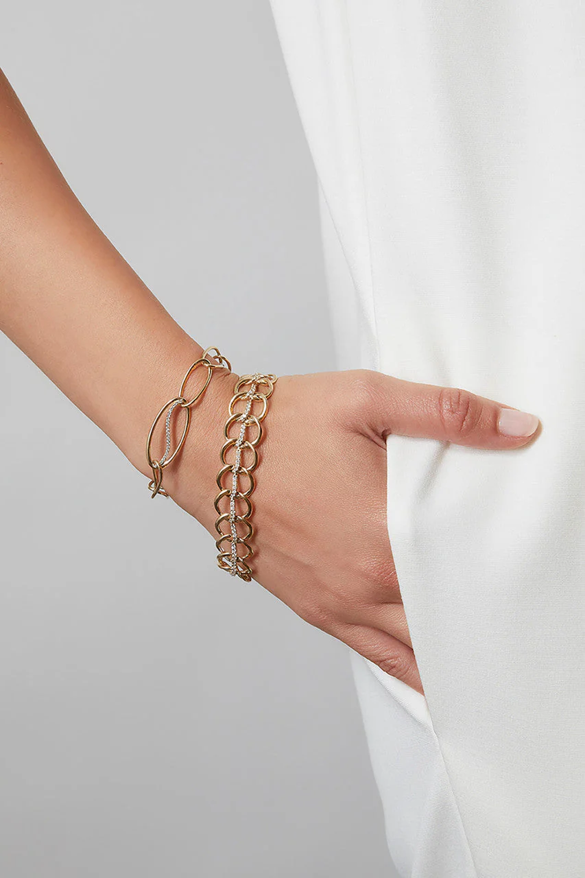Shangri-La Yin-Yang 14K Gold and Diamond Link Bracelet - Image 5