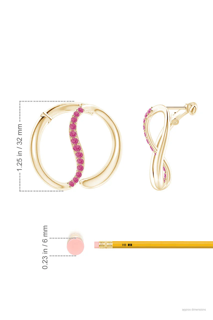 Shangri-La Yin-Yang 14K Gold and Pink Sapphire Large Button Stud Earrings - Image 4