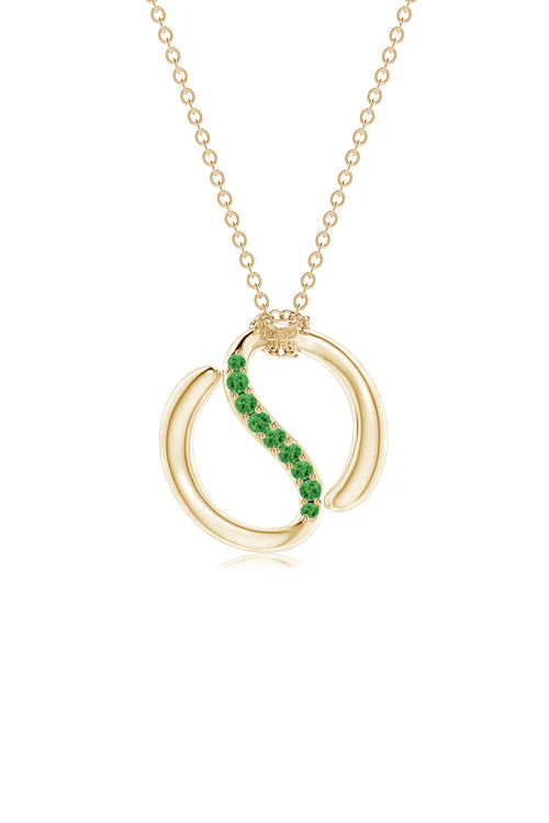 Shangri-La Yin-Yang 14K Gold and Tsavorite Knot Chain Pendant Necklace