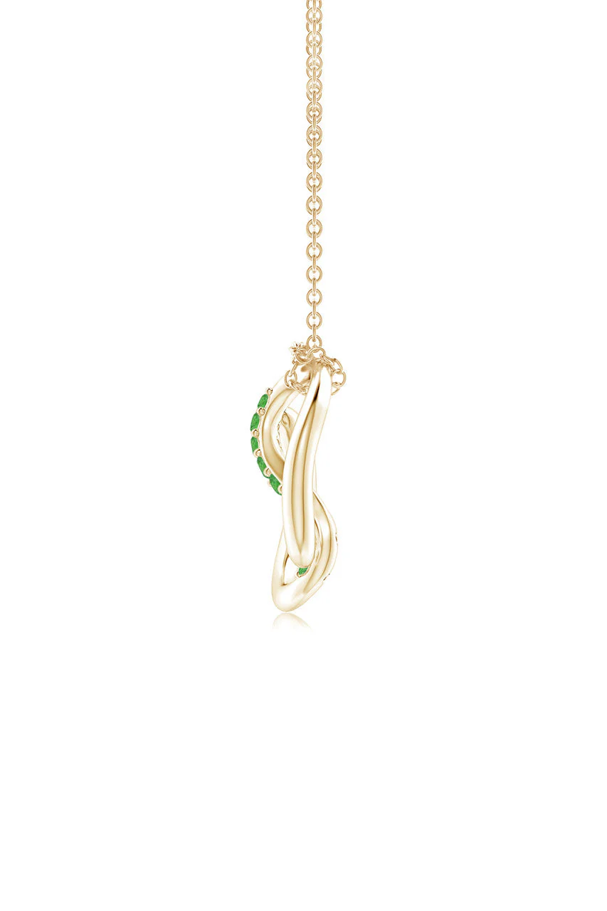 Shangri-La Yin-Yang 14K Gold and Tsavorite Knot Chain Pendant Necklace - Image 4