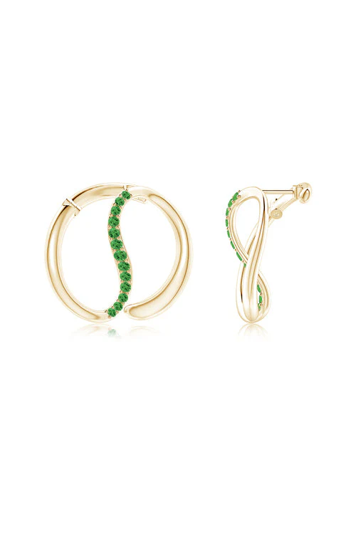Shangri-La Yin-Yang 14K Gold and Tsavorite Large Button Stud Earrings
