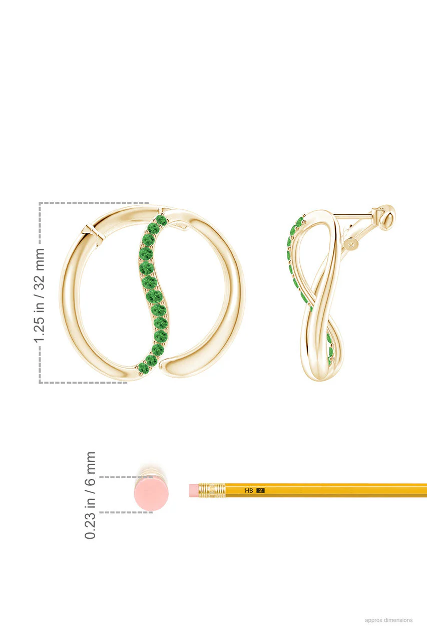 Shangri-La Yin-Yang 14K Gold and Tsavorite Large Button Stud Earrings - Image 4