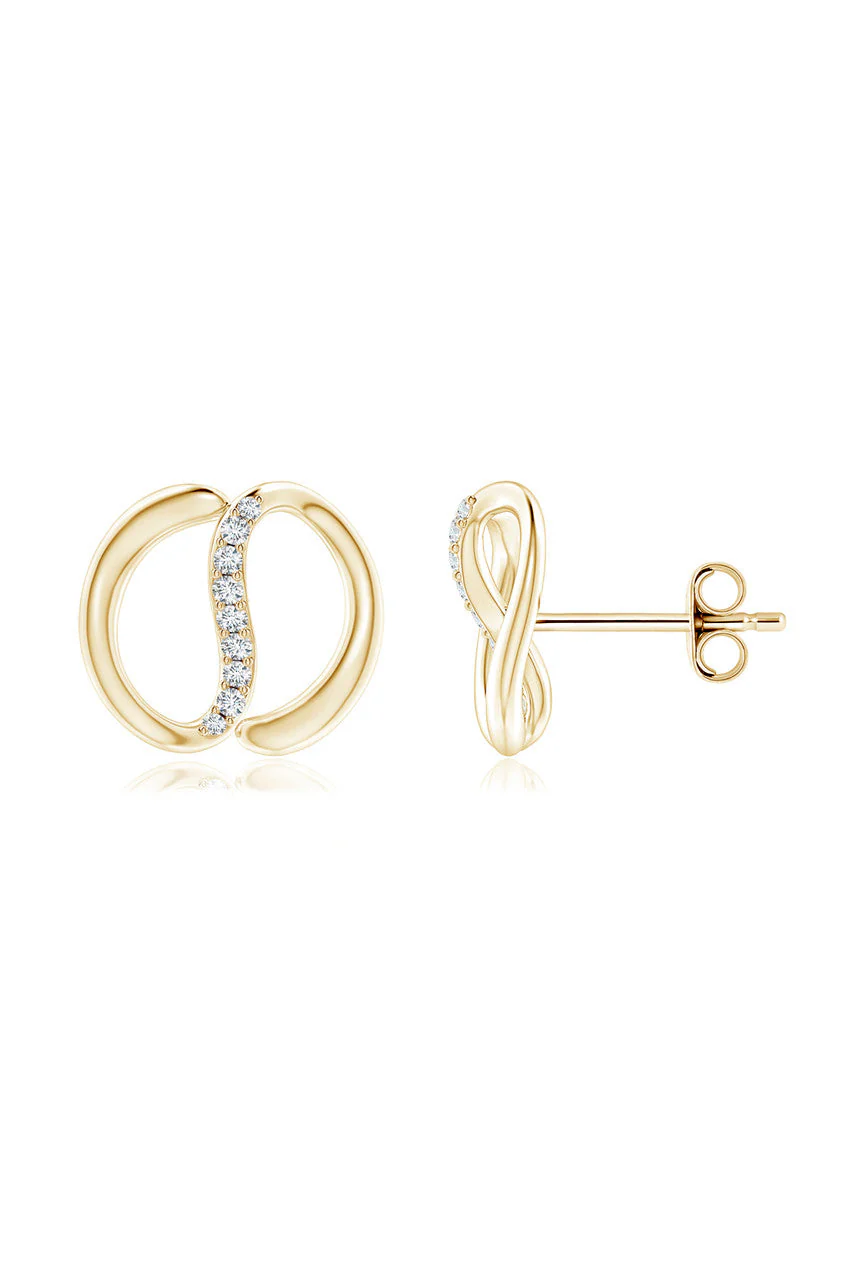 Shangri-La Yin-Yang 14K Gold Diamond Stud Earrings - Image 2