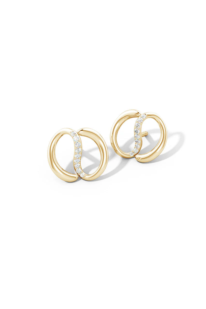 Shangri-La Yin-Yang 14K Gold Diamond Stud Earrings - Image 3