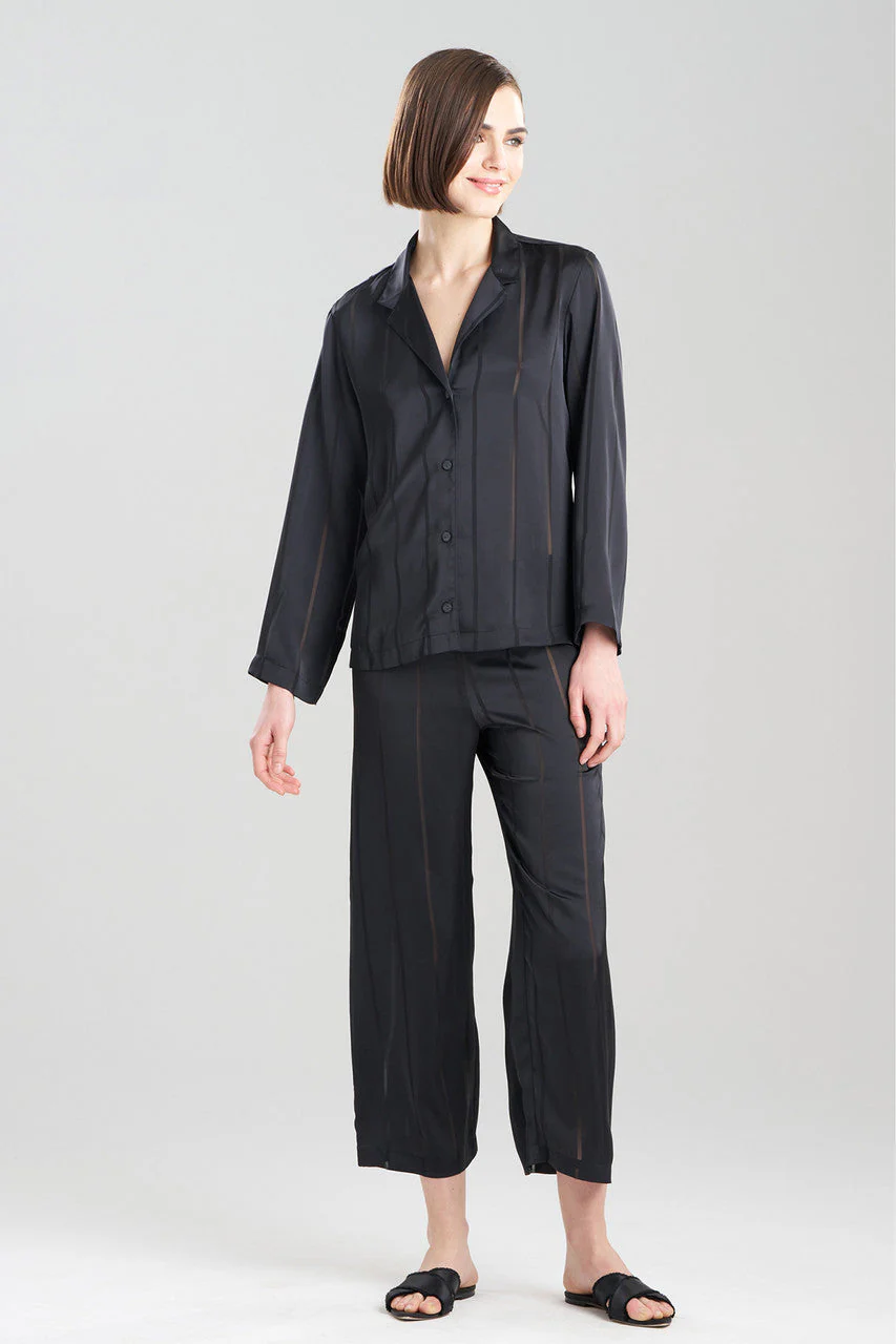 Sheer Stripe Jacquard Notch PJ - Image 2