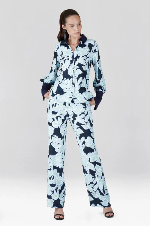 Shibori Floral - Fluid Crepe Top - shibori blue - Image 7