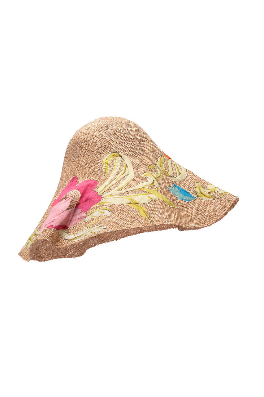 Shinjo Embroidered Raffia Hat - Image 2