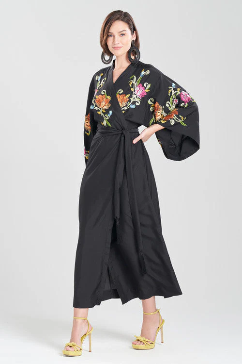 Shinjo Habotai Embroidered Silk Tassel Robe - Image 7