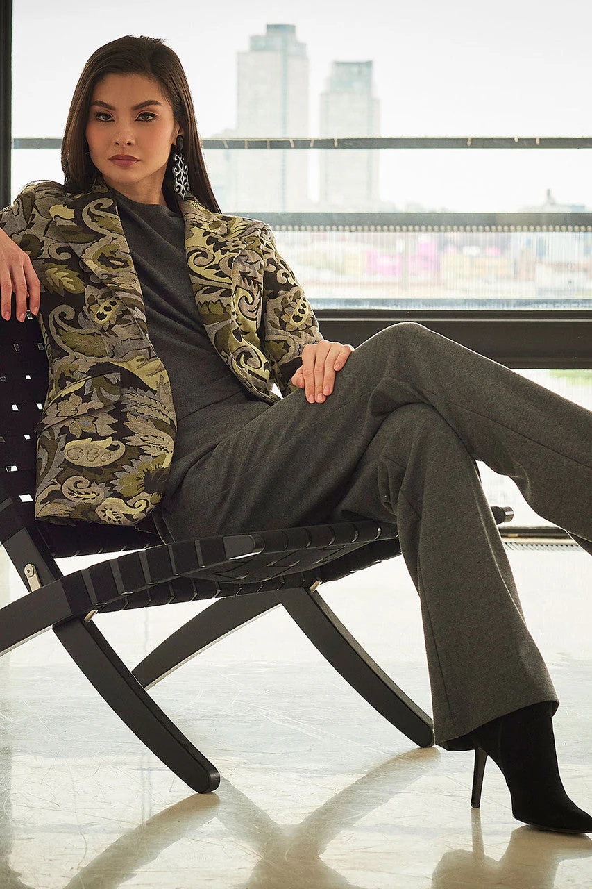 Shinrin Paisley Jacquard Notch Lapel Blazer - Image 6