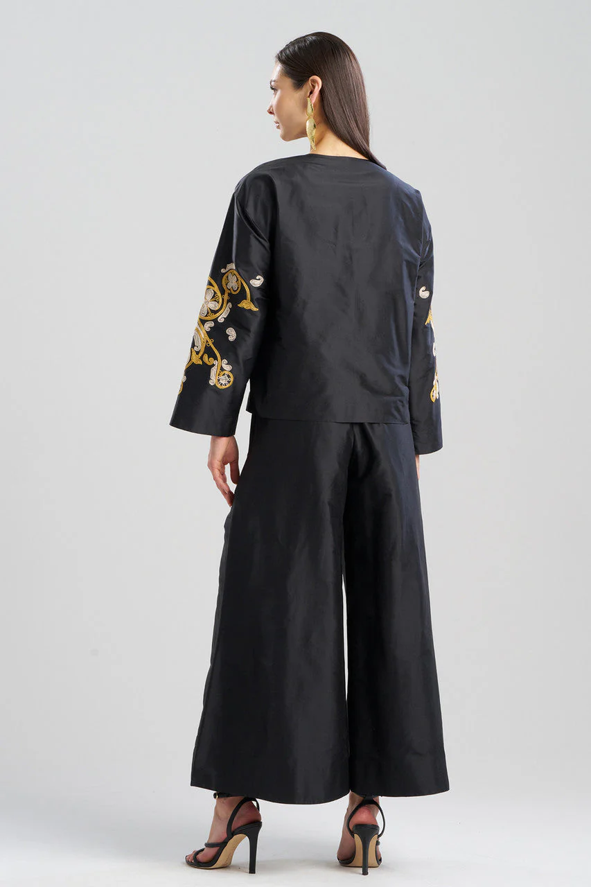 Silk Dupioni Embroidered Crop Jacket - Image 2