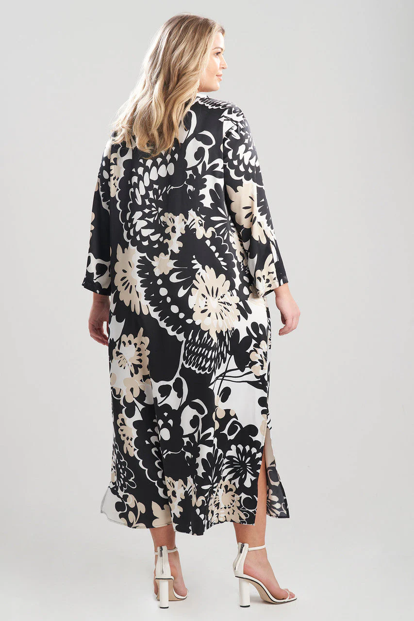 Soleil-Printed Matte Satin Caftan - Image 2