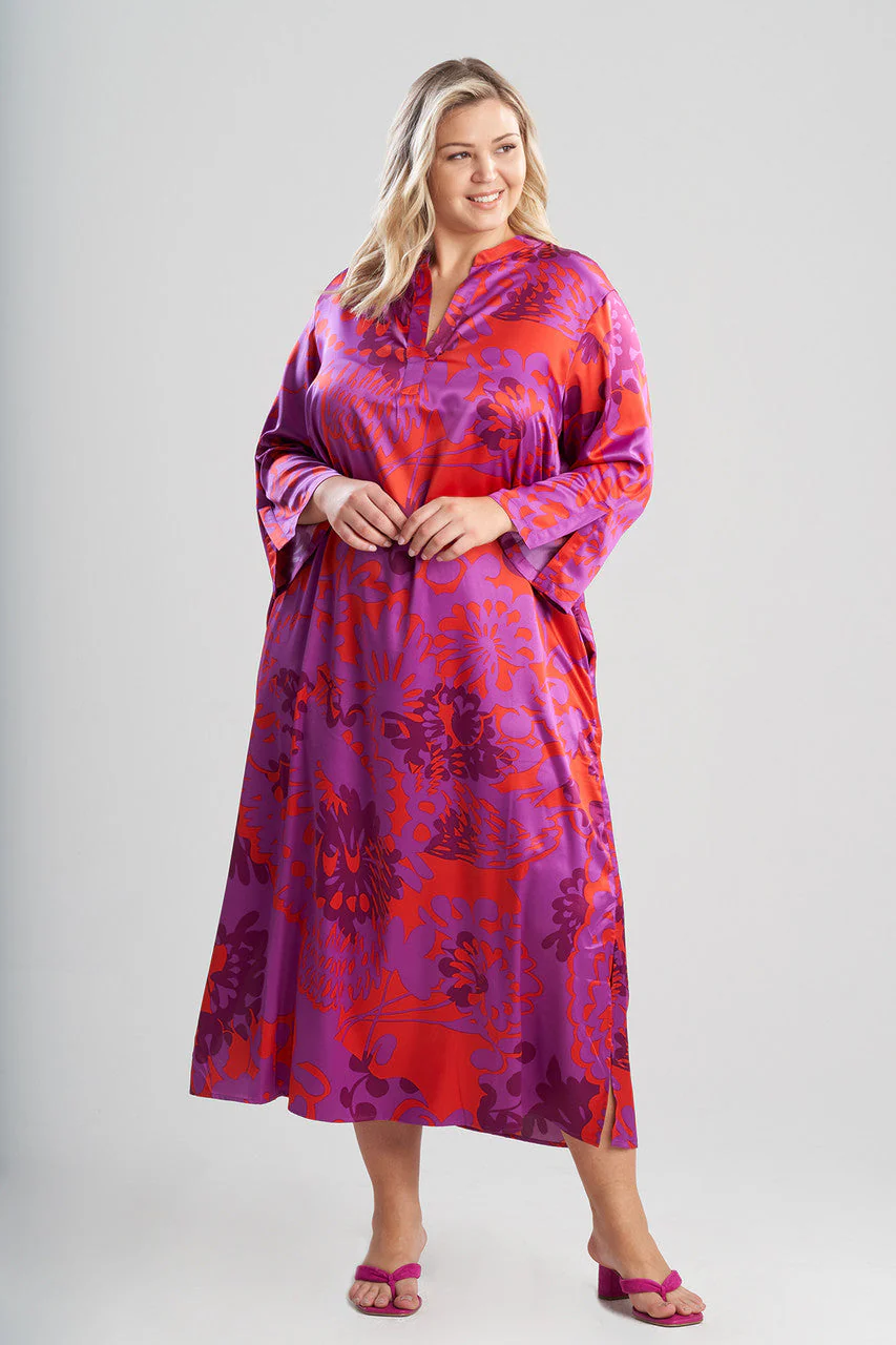 Soleil-Printed Matte Satin Caftan - Image 5