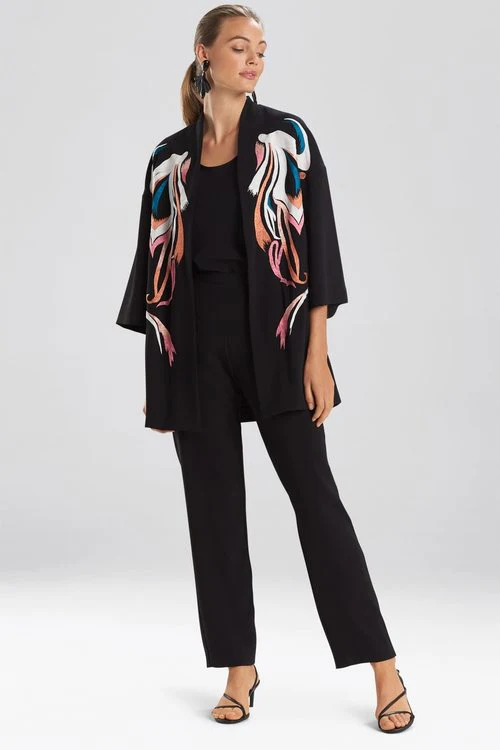 Solid Crepe Embroidered Kimono - Image 6