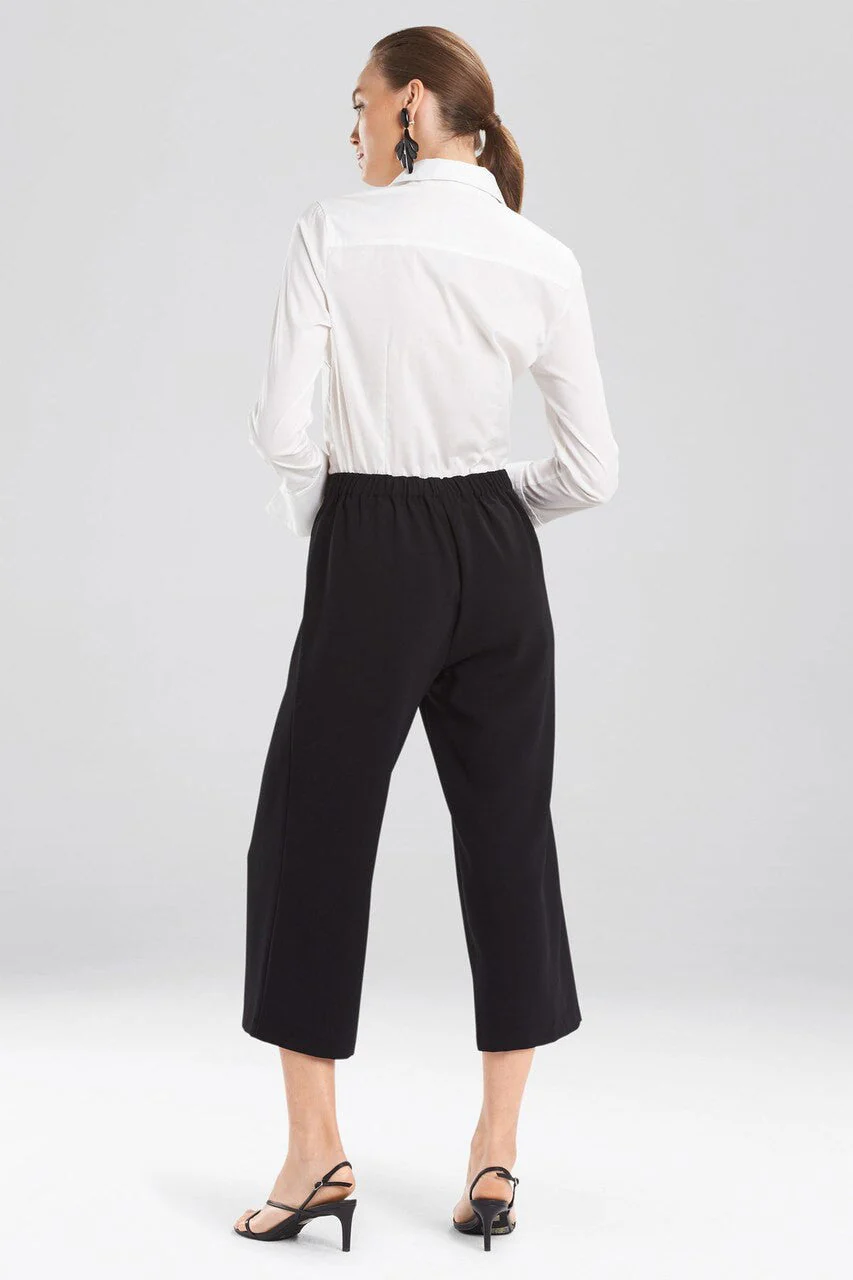 Solid Crepe Wide Leg Crop Pants - Image 4