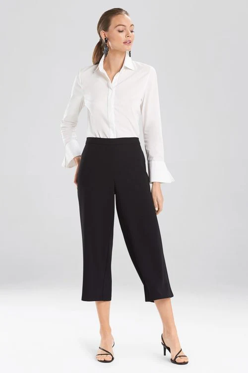 Solid Crepe Wide Leg Crop Pants - Image 8