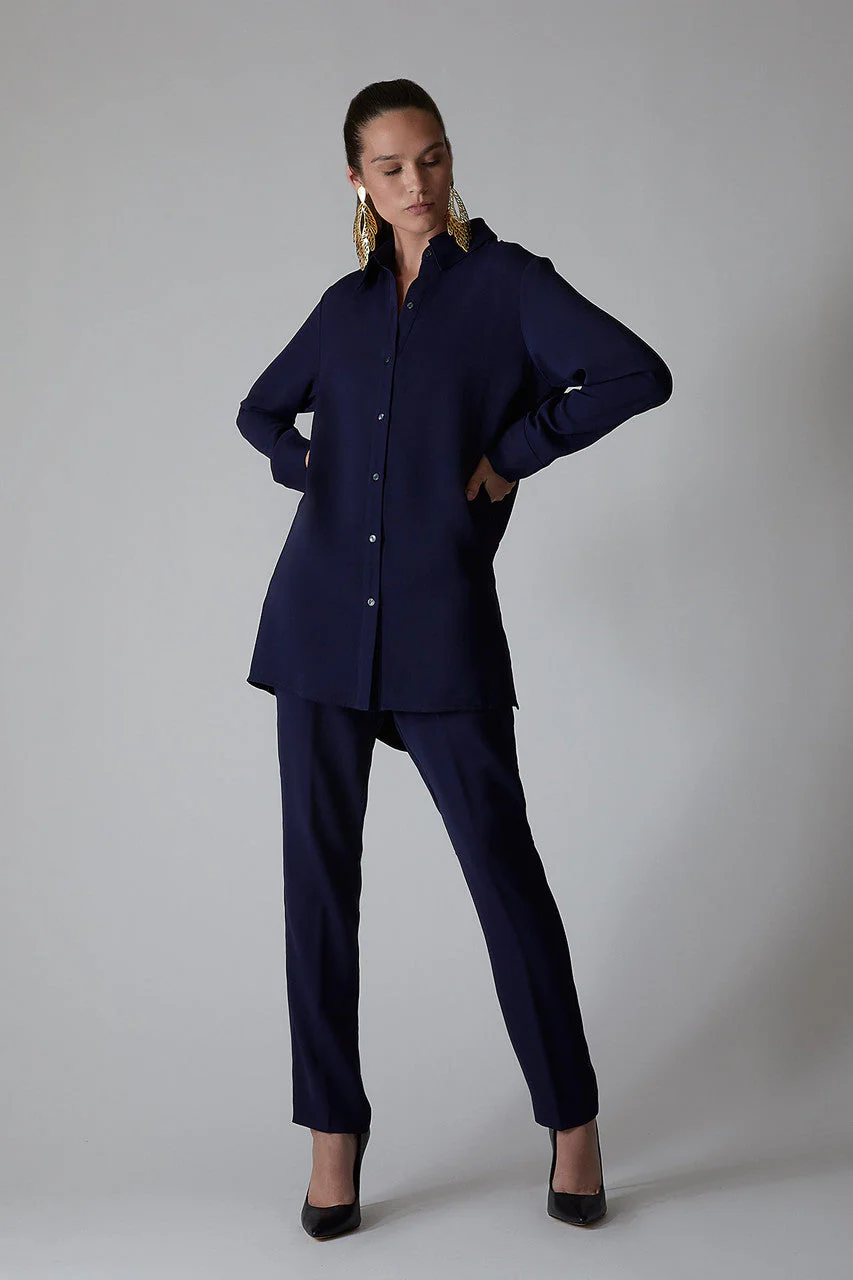 Solid Fluid Crepe Shirt Tunic - Image 4
