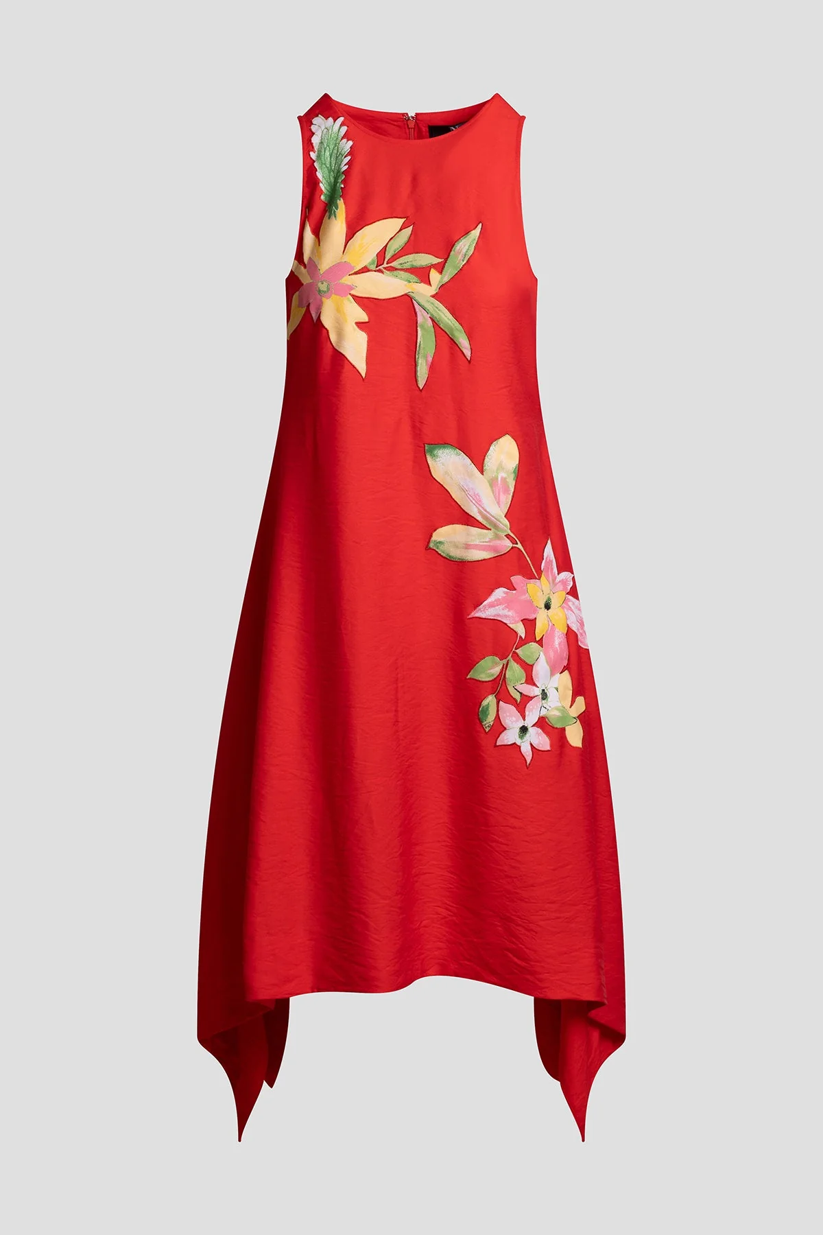 Solid Fluid Twill Embellished Handkerchief Dress - Image 3