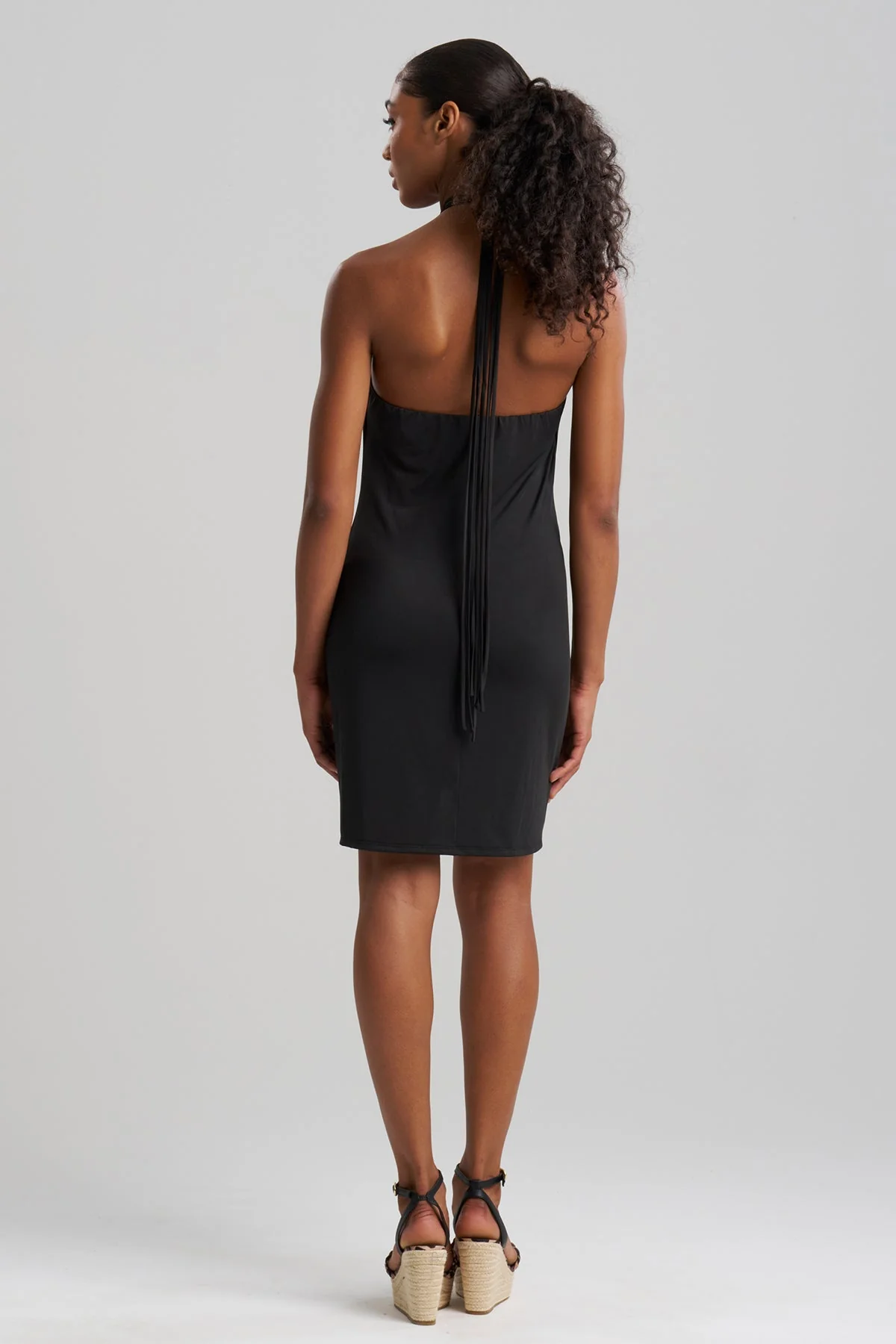 Solid Jersey Mini Halter Dress - Image 3