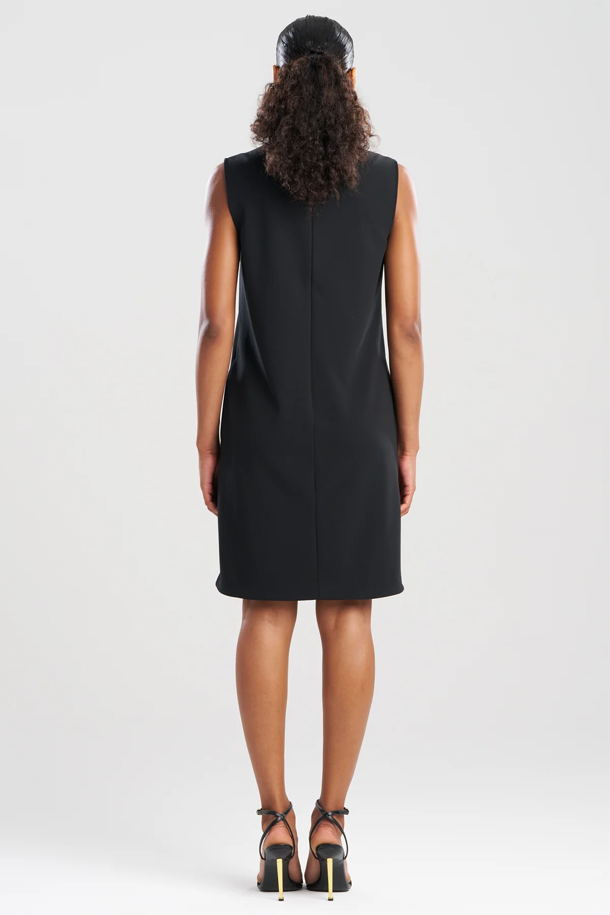 Solid Knit Crepe Embellished Shift Dress - Image 2