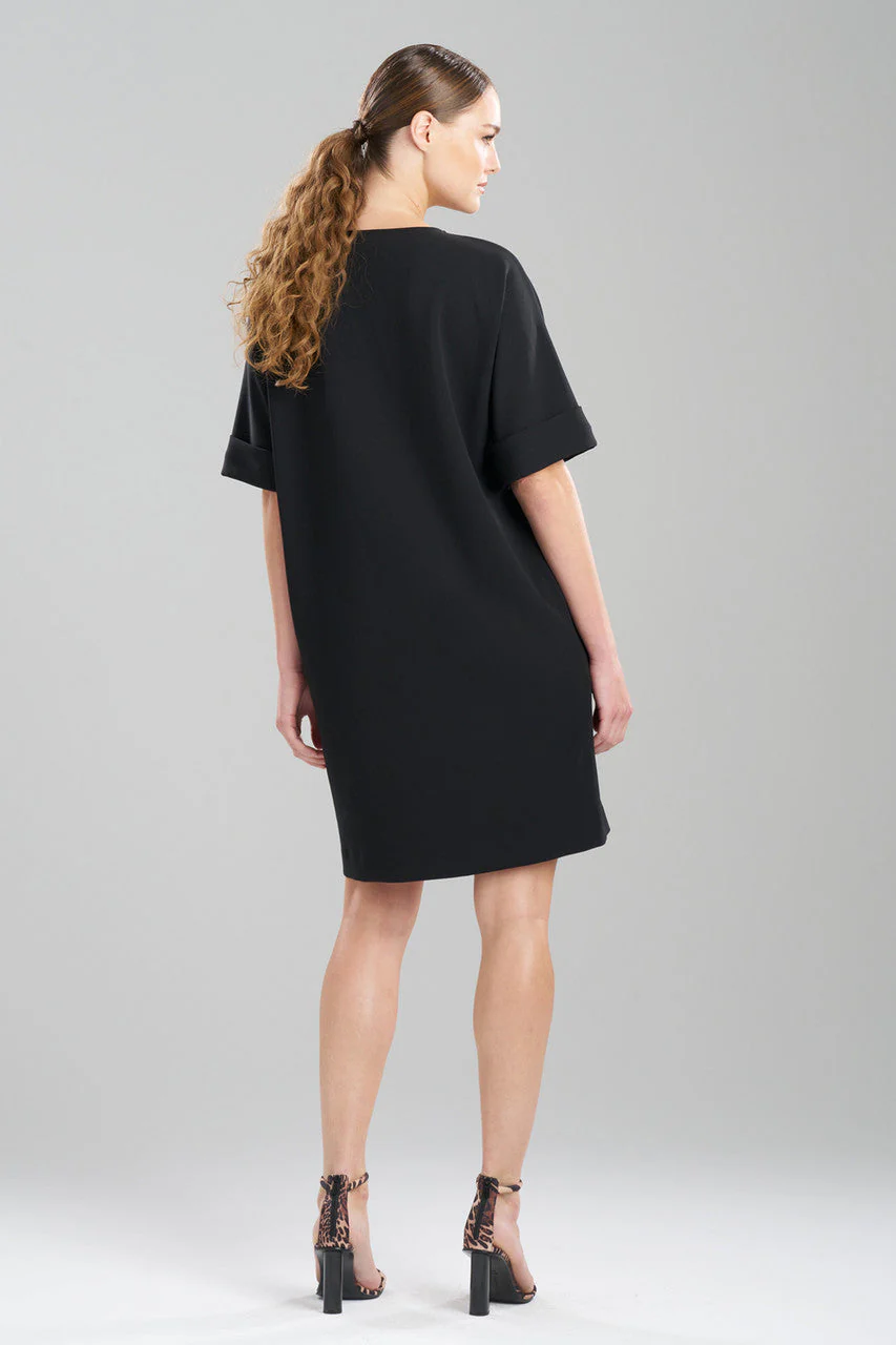 Solid Knit Crepe Embroidered T-Shirt Dress - Image 3