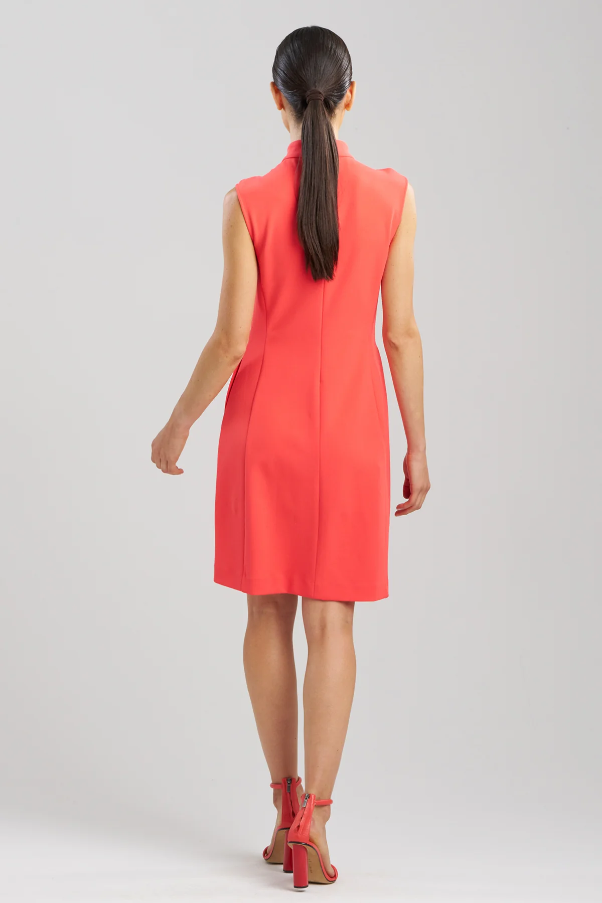Solid Knit Crepe Raised Collar Dress - Image 2